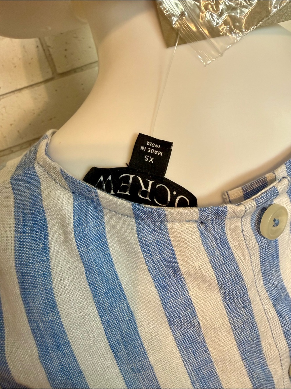 J. Crew Maxine Button-Back Top In Striped Linen - Picture 3 of 5
